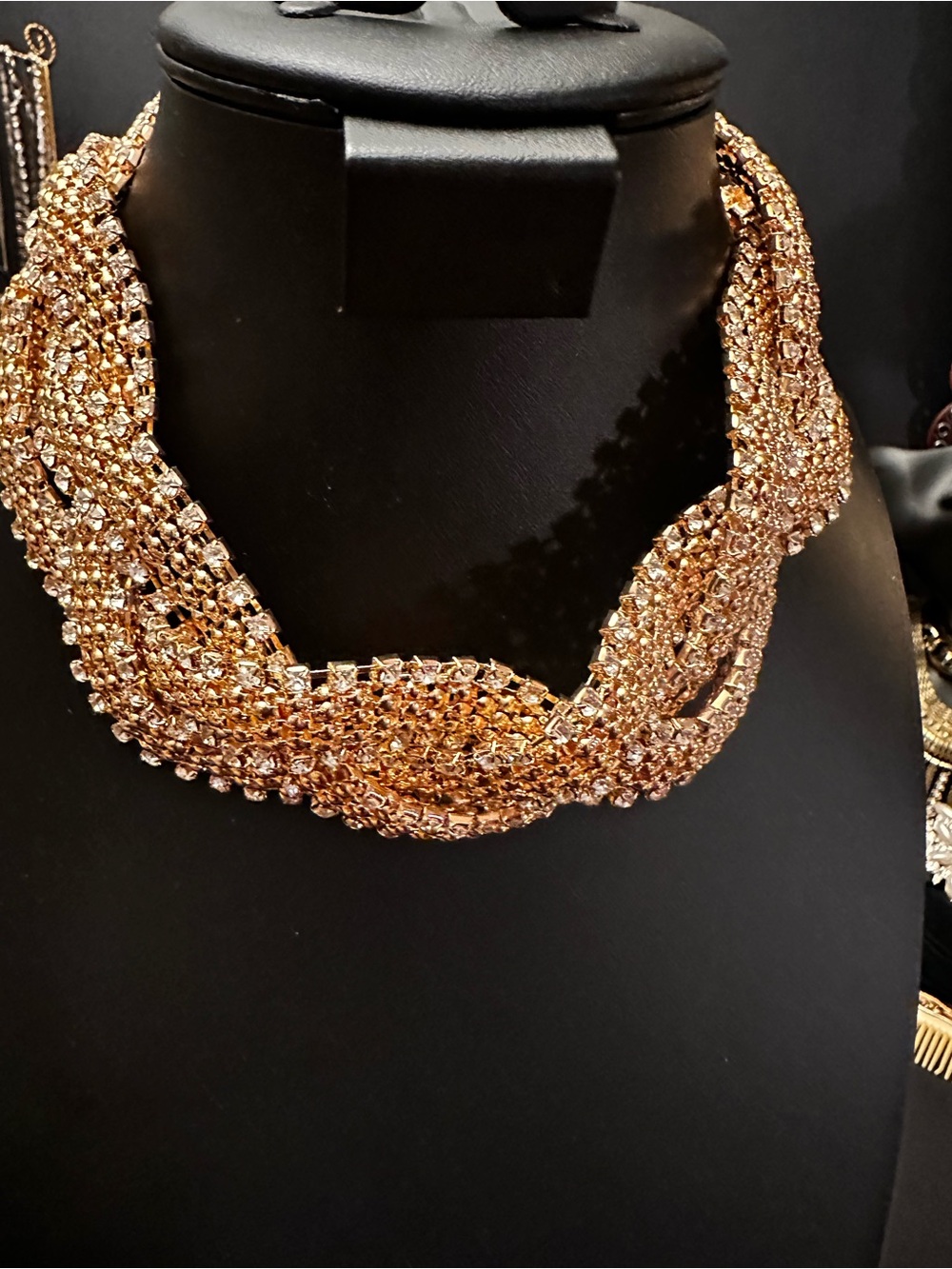 Chunky Collar/Choker Braided Bling Statement Necklace 16” W/Extender